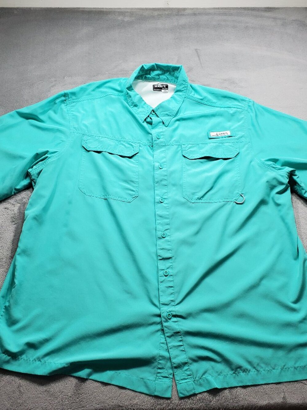 Habit Button Up Short Sleeve Vented Outdoorsman Shirt Teal Men Sz 2XL